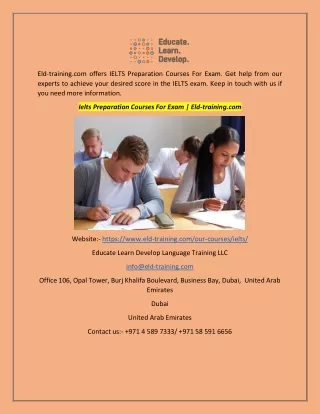 Ielts Preparation Courses For Exam | Eld-training.com