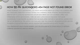 how to fix quickbooks 404 page not found error