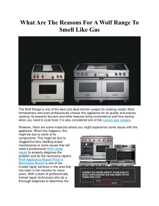 What Are The Reasons For A Wolf Range To Smell Like Gas