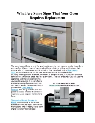 What Are Some Signs That Your Oven Requires Replacement