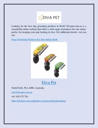 Dogs Grooming Products For Sale Online Perth Divapet.com.au