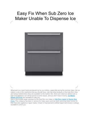 Easy Fix When Sub Zero Ice Maker Unable To Dispense Ice