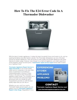 How To Fix The E24 Error Code In A Thermador Dishwasher