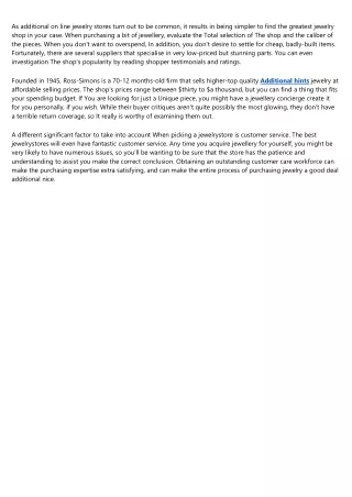 as additional on line jewelry stores turn