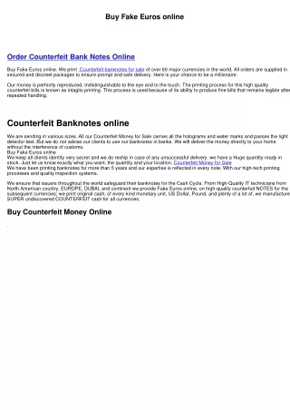 Buy Fake Euros online