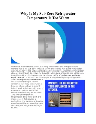 Why Is My Sub Zero Refrigerator Temperature Is Too Warm