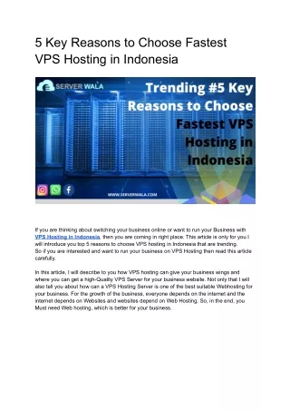 5 key reasons to choose fastest vps hosting