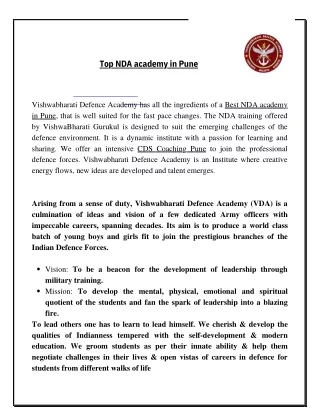 Top NDA academy in Pune