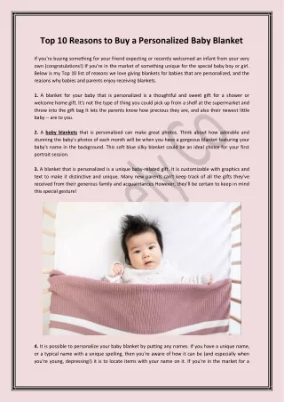 Top 10 Reasons to Buy a Personalized Baby Blanket
