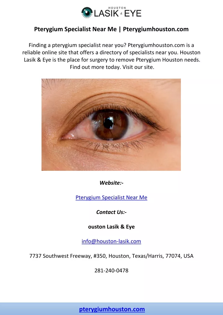 pterygium specialist near me pterygiumhouston com