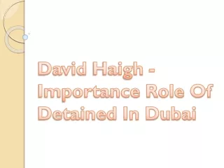 David Haigh - Importance Role Of Detained In Dubai