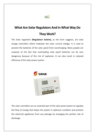 What Are Solar Regulators And In What Way Do They Work?