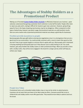 The Advantages of Stubby Holders as a Promotional Product