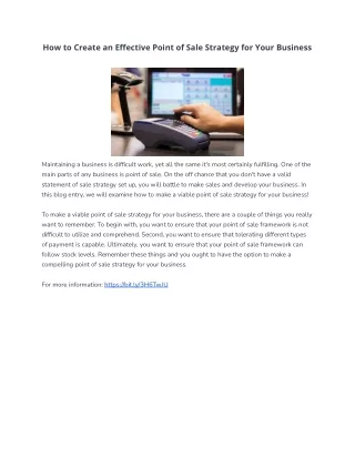 how to create an effective point of sale strategy