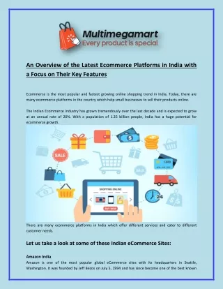 Latest Ecommerce Platforms in India with a Focus on Their Key Features