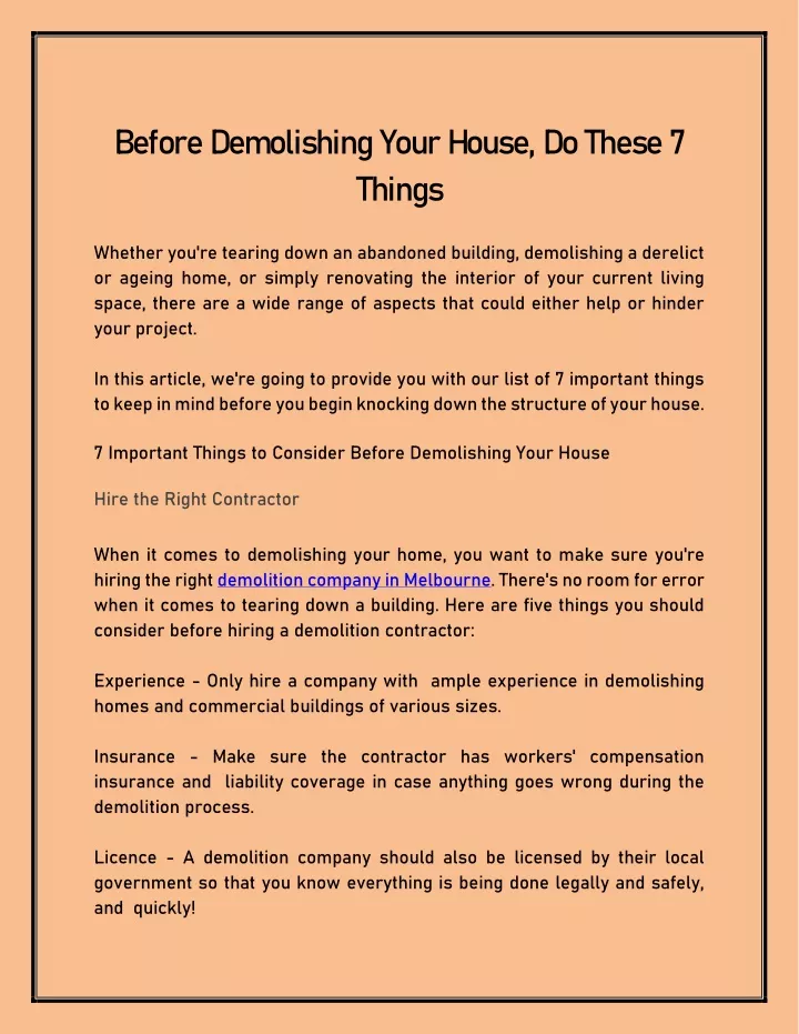 before demolishing your house do these 7 things