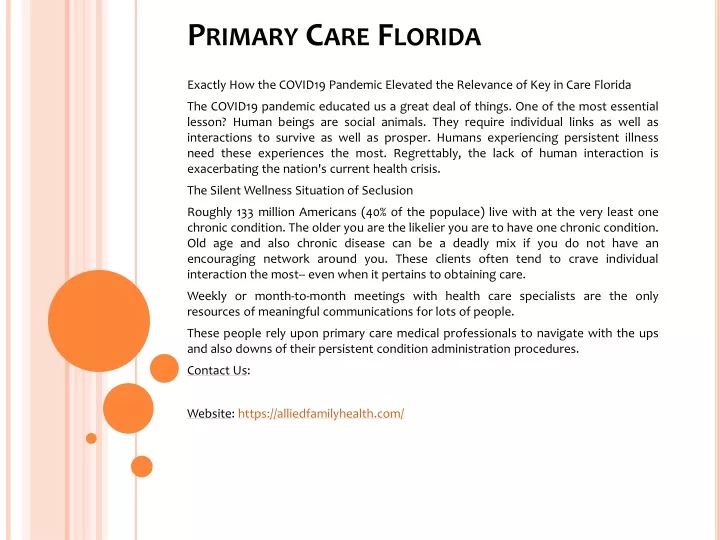 primary care florida