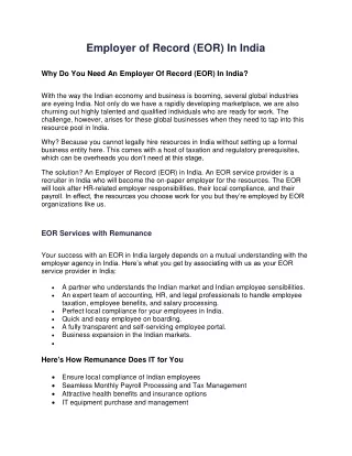 Employer of Record (EOR) Services in India | EOR Company