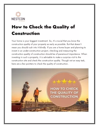 How to Check the Quality of Construction