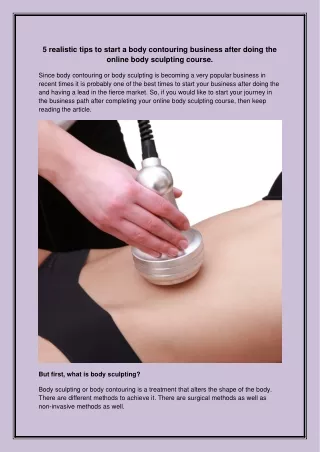 5 realistic tips to start a body contouring business after doing the online body sculpting course