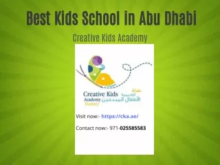 Best Kids school in Abu Dhabi-Creative Kids Academy