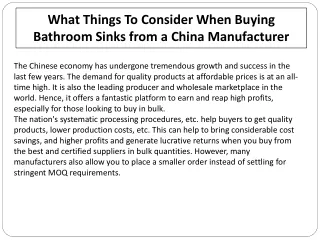 What Things To Consider When Buying Bathroom Sinks from a China Manufacturer