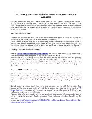 Find Clothing Brands from the United States that are Most Ethical & Sustainable