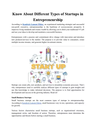 know about different types of startups