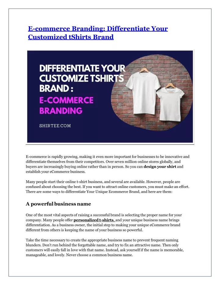 e commerce branding differentiate your customized