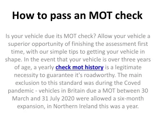how to pass an mot check