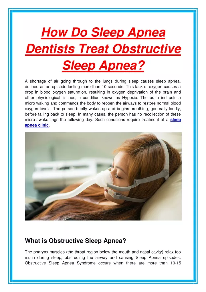 how do sleep apnea dentists treat obstructive