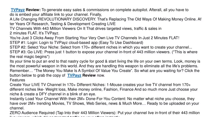 tvpayz review to generate easy sales commissions