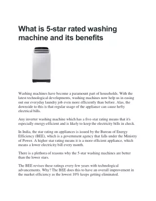 What is 5 star rated washing machine