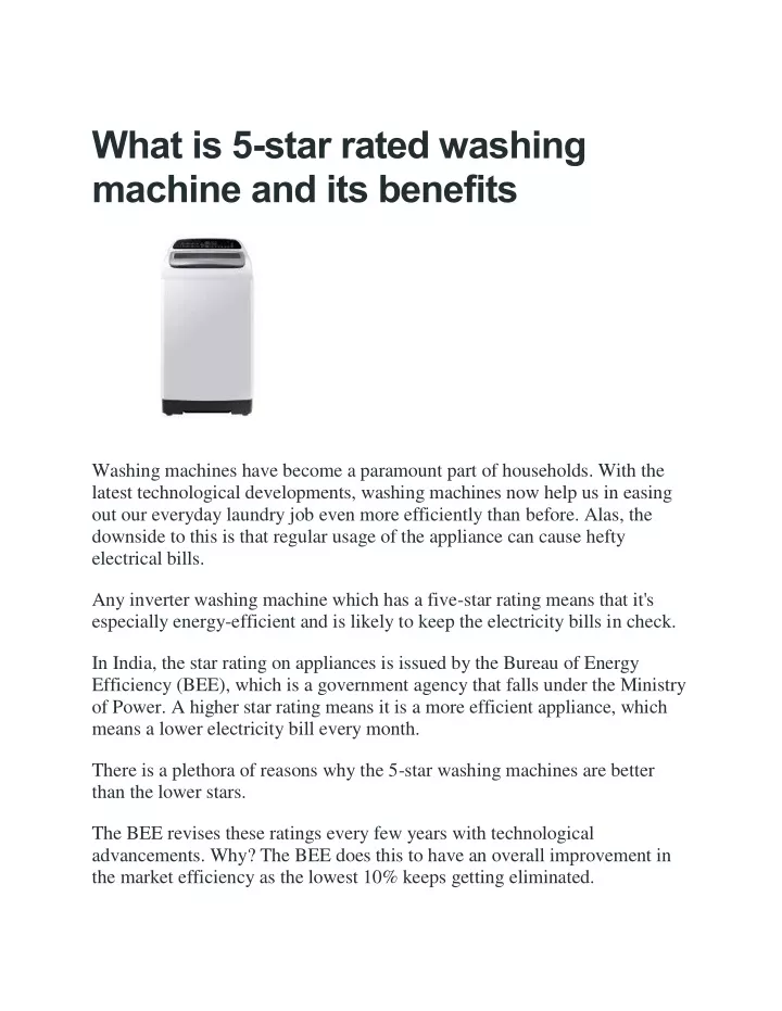 what is 5 star rated washing machine