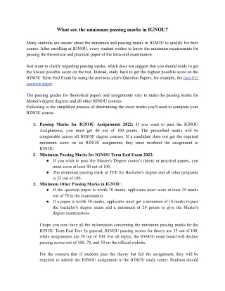 What are the minimum passing marks in IGNOU?