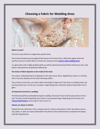 Choosing a Fabric for Wedding dress