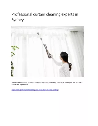 Professional curtain cleaning experts in Sydney