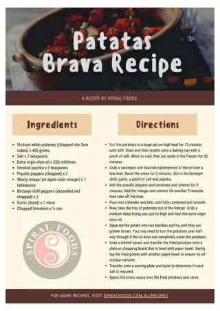 Patatas Brava Sauce Recipe - Spiral Foods