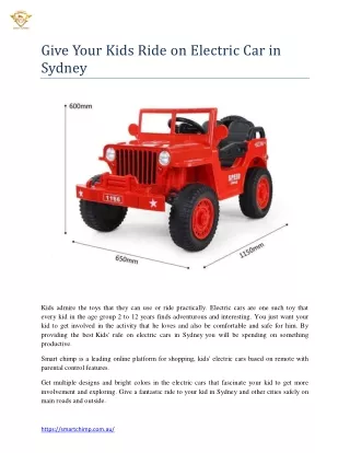 Give Your Kids Ride on Electric Car in Sydney