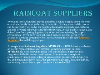 Raincoat Suppliers