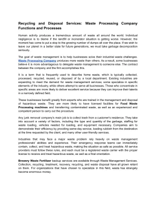 recycling functions and processes