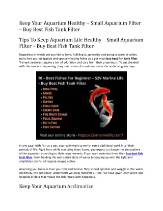 Keep Your Aquarium Healthy – Small Aquarium Filter – Buy Best Fish Tank Filter (1)