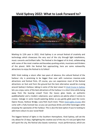 Vivid Sydney 2022 - What to Look Forward to