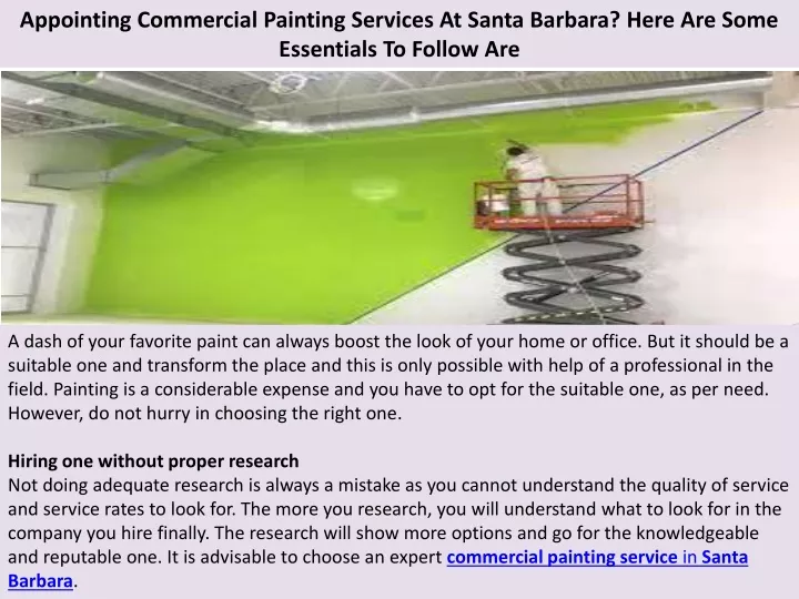 appointing commercial painting services at santa barbara here are some essentials to follow are