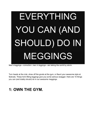 EVERYTHING YOU CAN AND SHOULD DO IN MEGGINGS