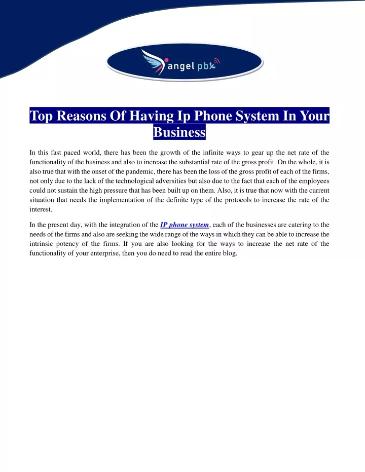 top reasons of having ip phone system in your
