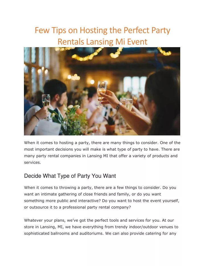 few tips on hosting the perfect party rentals