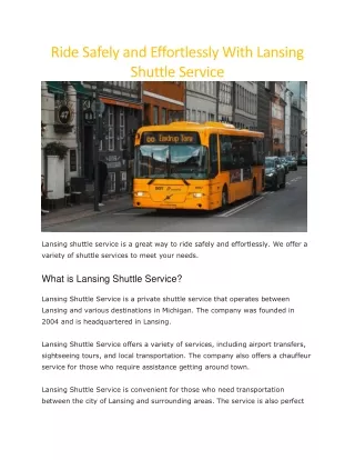 ride safely and effortlessly with lansing shuttle