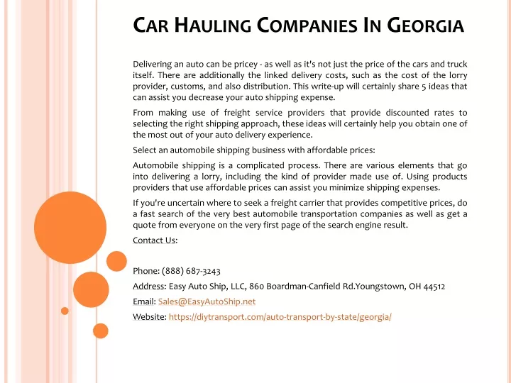 car hauling companies in georgia