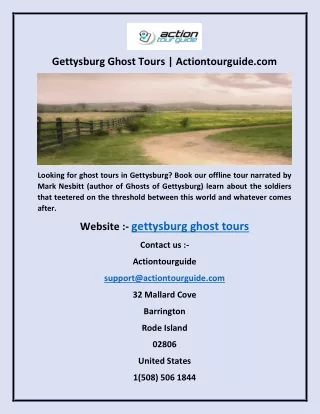 Gettysburg Ghost Tours  Actiontourguide